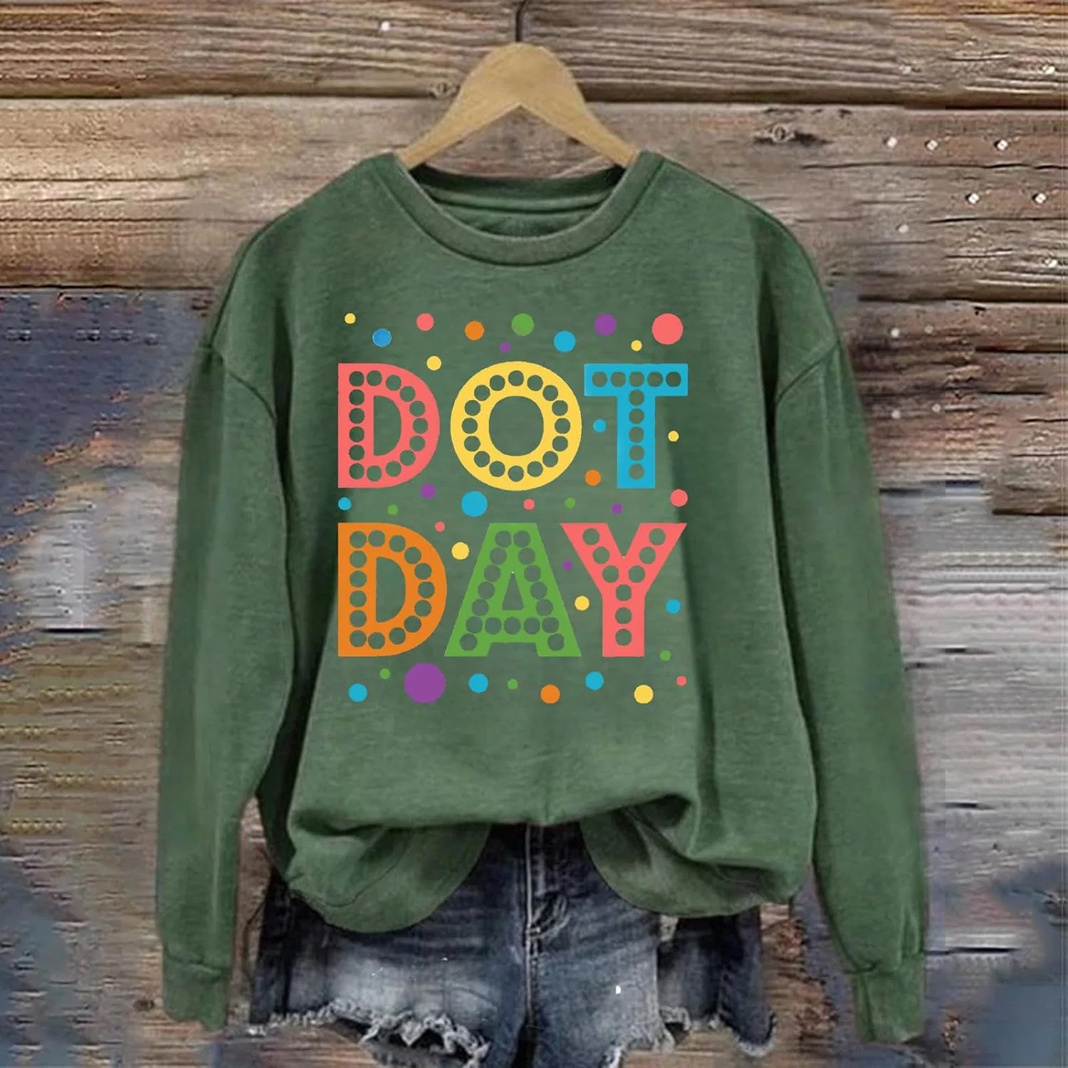 Рубашка Dot Day для женщин с длинным рукавом, милые рубашки в яркую горошек, толстовки с круглым вырезом, модные пуловеры для осени — фото 3