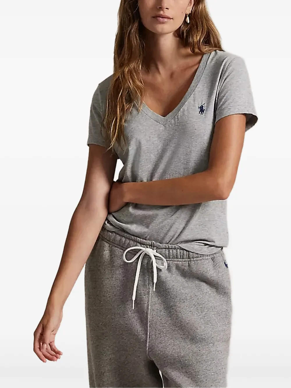 

Футболка с V-образным вырезом и логотипом Polo Ralph Lauren, серый