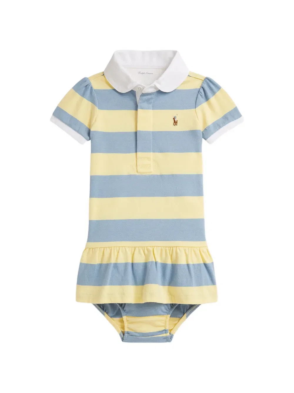Полосатое платье с оборками Polo Ralph Lauren Kids, синий