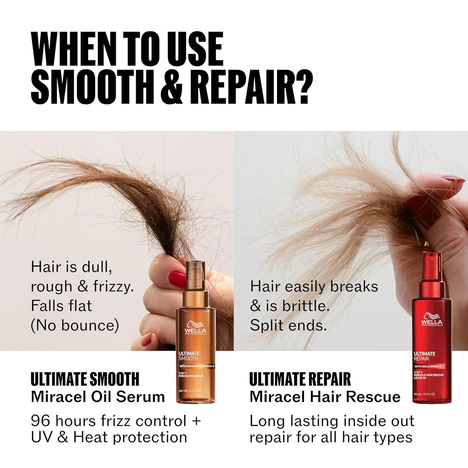 Wella Professionals ULTIMATE SMOOTH Miracle Oil Serum для сухих, тусклых и вьющихся волос + ULTIMATE REPAIR Night Hair Serum + Miracle Hair Rescue | Для всех типов волос | Дорожный набор 30 мл — фото 4
