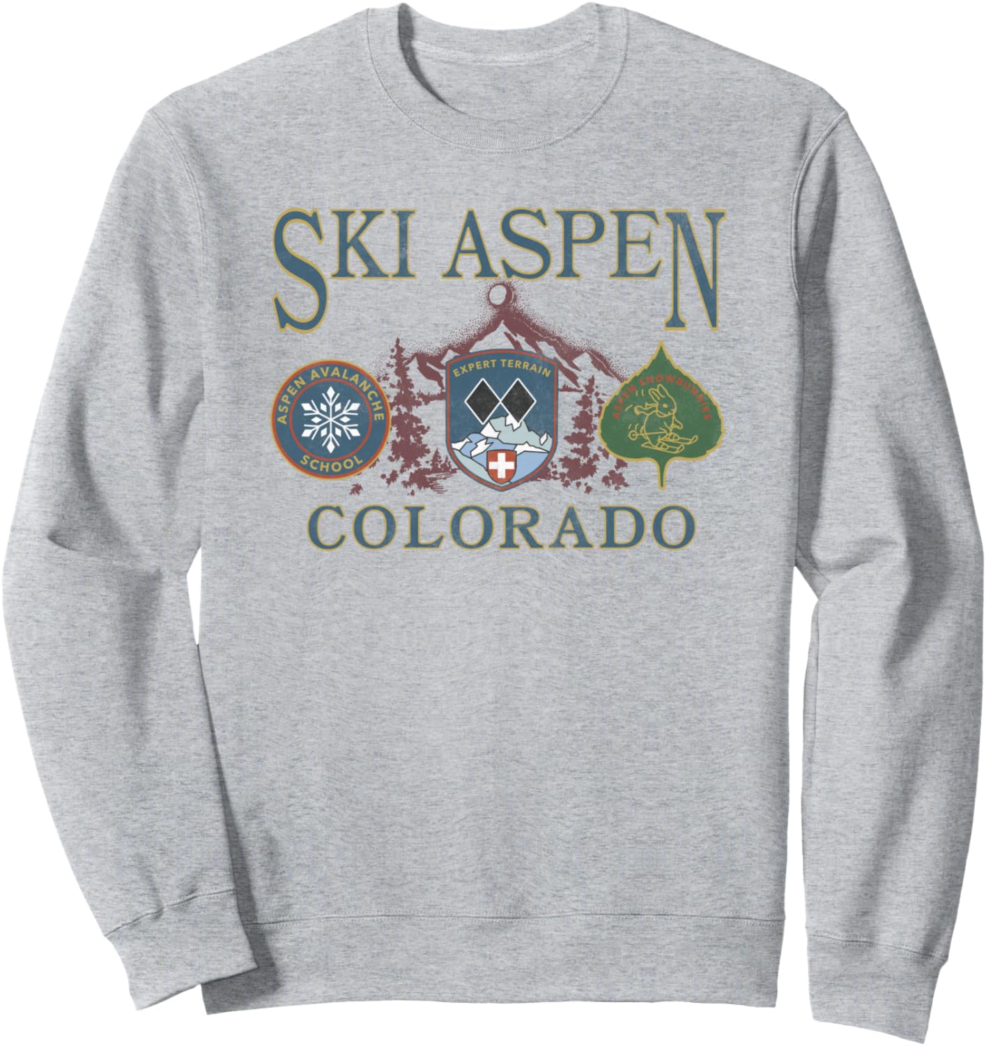 

Значки Ski Aspen Colorado, толстовка с изображением горного пейзажа Trendy Apparel, серый