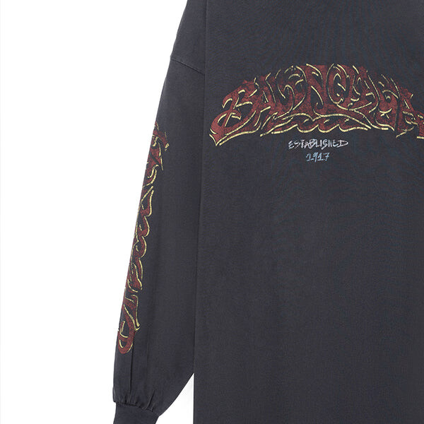 Футболка offshore long sleeve t-shirt oversized 'black faded' Balenciaga, черный — фото 4