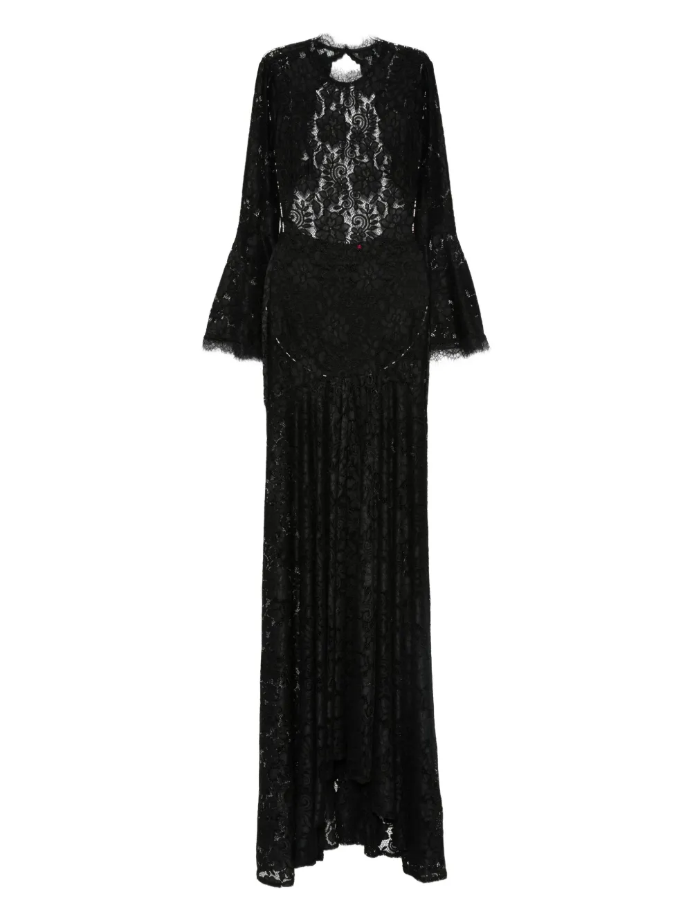 

Платье с кружевными вставками и рукавами-клеш MIAU by Clara Rotescu, черный