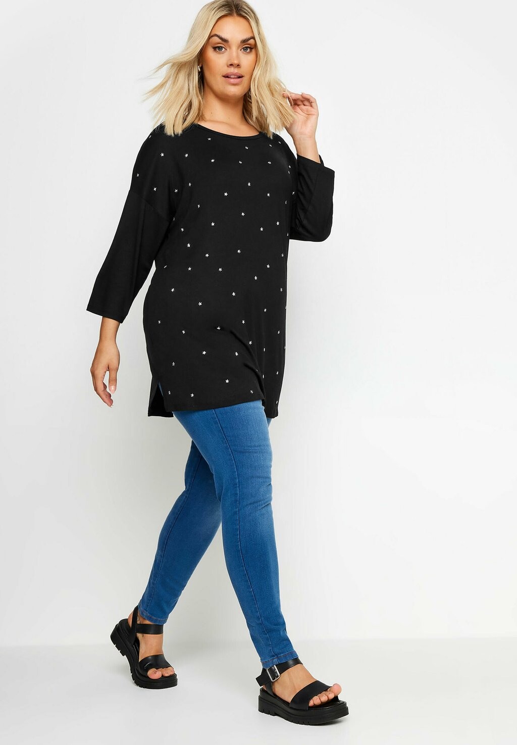 

Топ с длинными рукавами STAR EMBELLISHED SWING Yours Clothing, антрацит