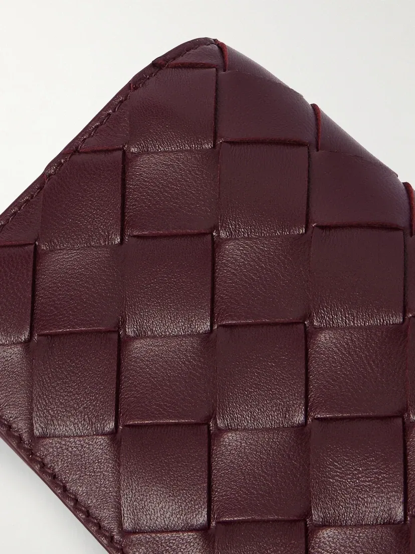 Кожаный кардхолдер Intrecciato BOTTEGA VENETA, бордовый — фото 4