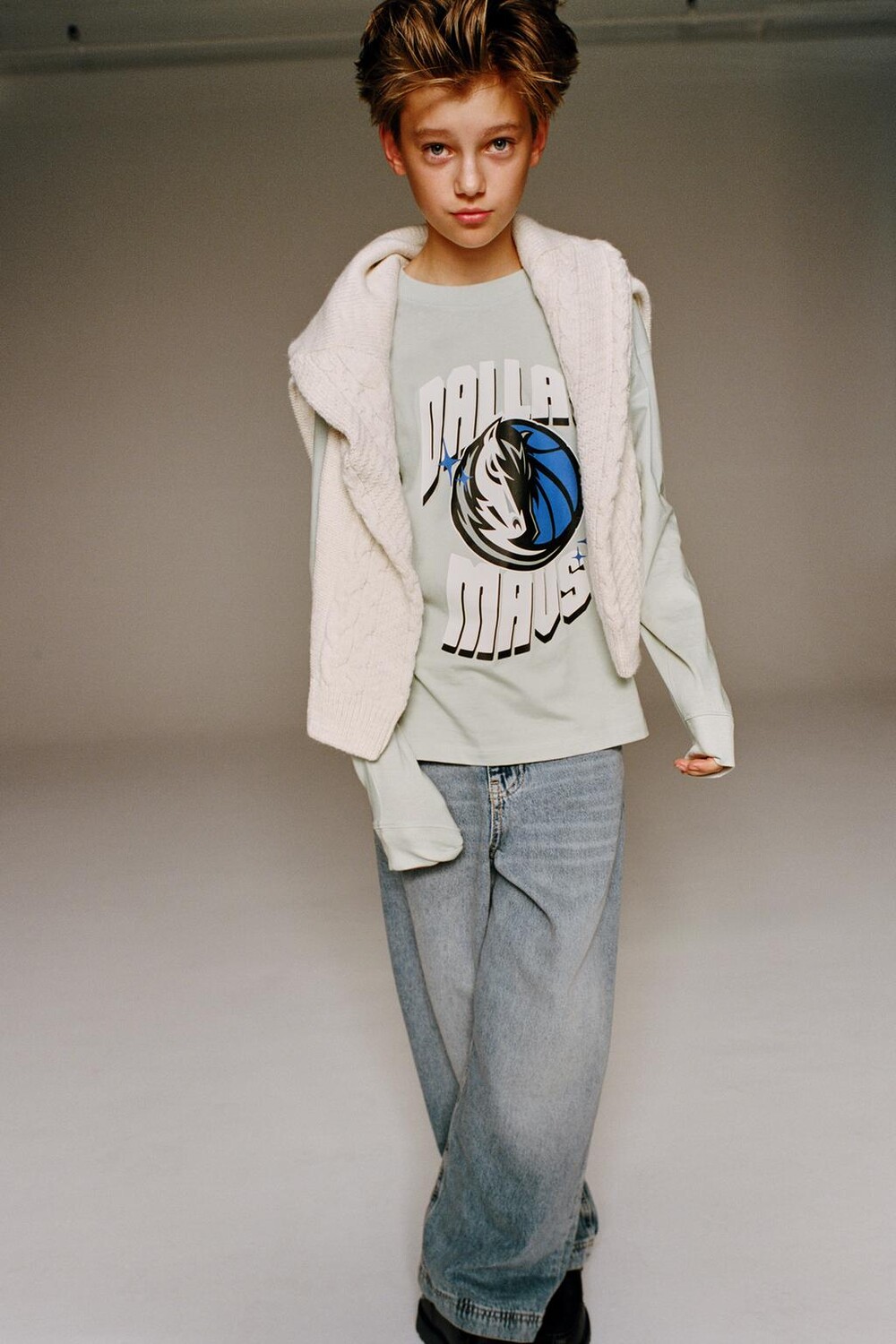 

Футболка dallas mavericks nba ZARA, синий/серый
