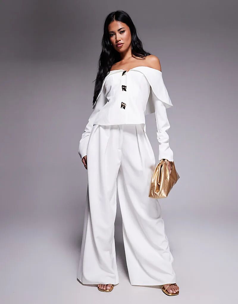 

Широкие брюки ASOS LUXE цвета слоновой кости