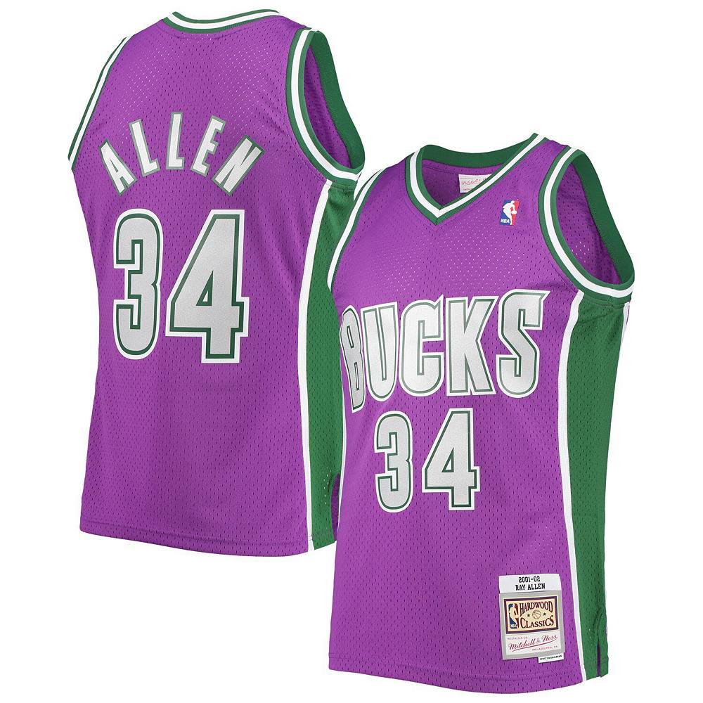 

Мужская фиолетовая мужская майка Mitchell & Ness Ray Allen Milwaukee Bucks Hardwood Classics Swingman, цвет Buk Purple