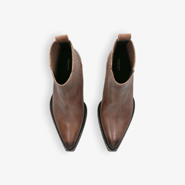 Ботильоны Debbie Beatles из кожи на блочном каблуке Golden Goose, коричневый — фото 2