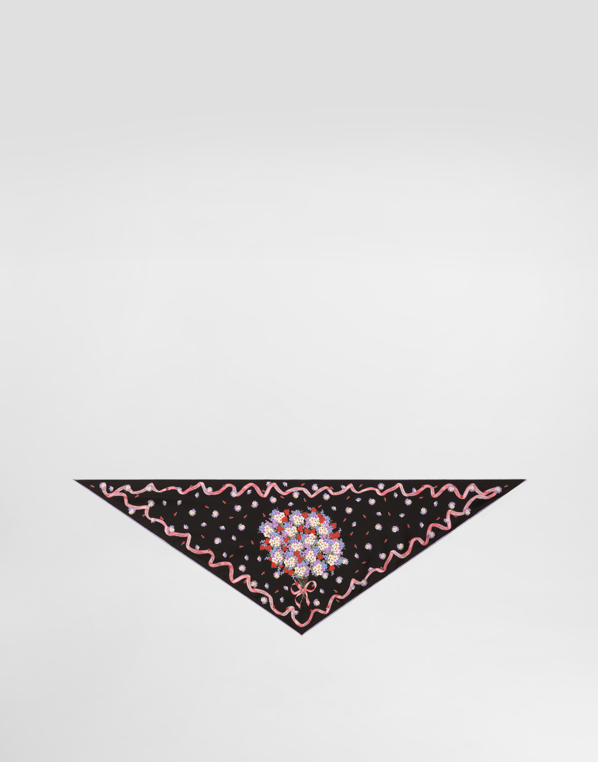 

Маленький шелковый твиловый платок-треугольник с цветочным принтом DOLCE & GABBANA, мультиколор