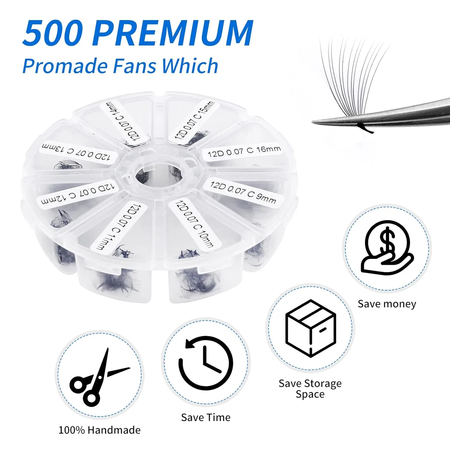 Накладные ресницы Premode Fans 12D D-изгиб 9-16 мм Wendy Lashes — фото 2
