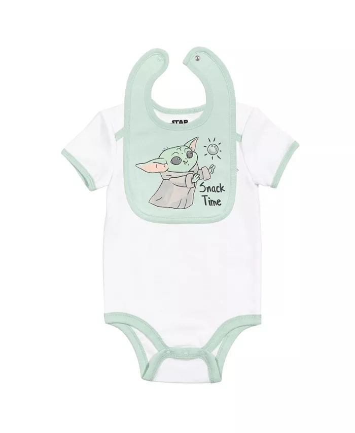 Детский набор для мальчиков Star Wars Mandalorian Yoda: боди, штанишки, слюнявчик и шапочка Starwars, мультиколор — фото 3