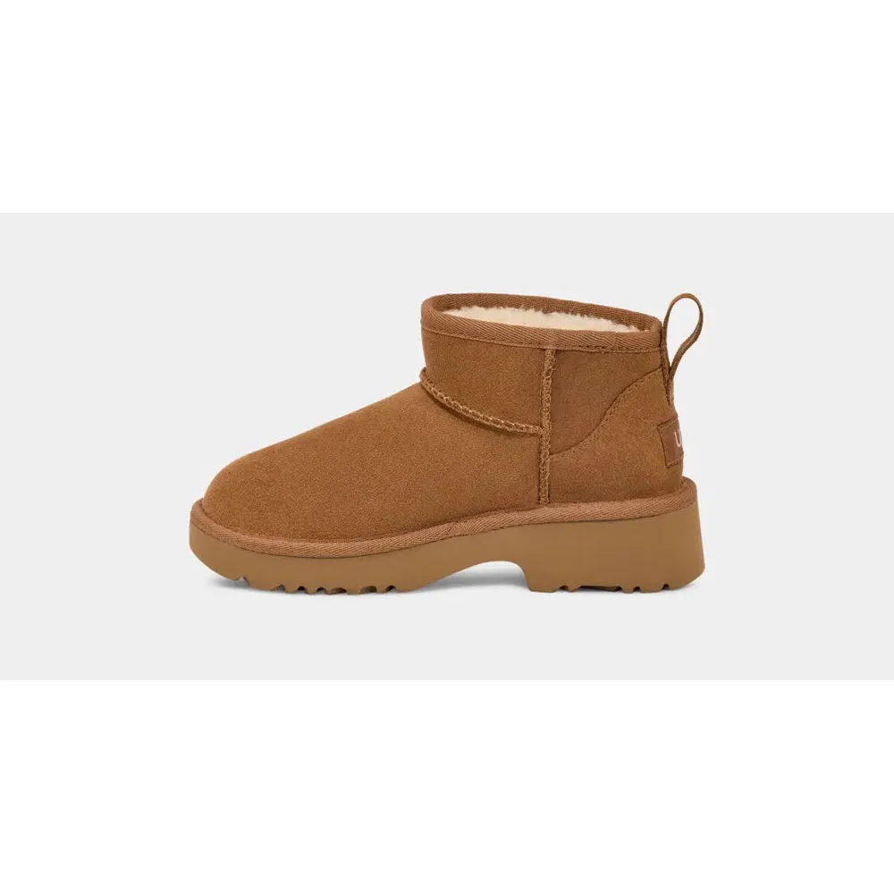 Детские ботинки Ugg Kids Classic Ultra Mini утепленные на толстой подошве, коричневый — фото 4