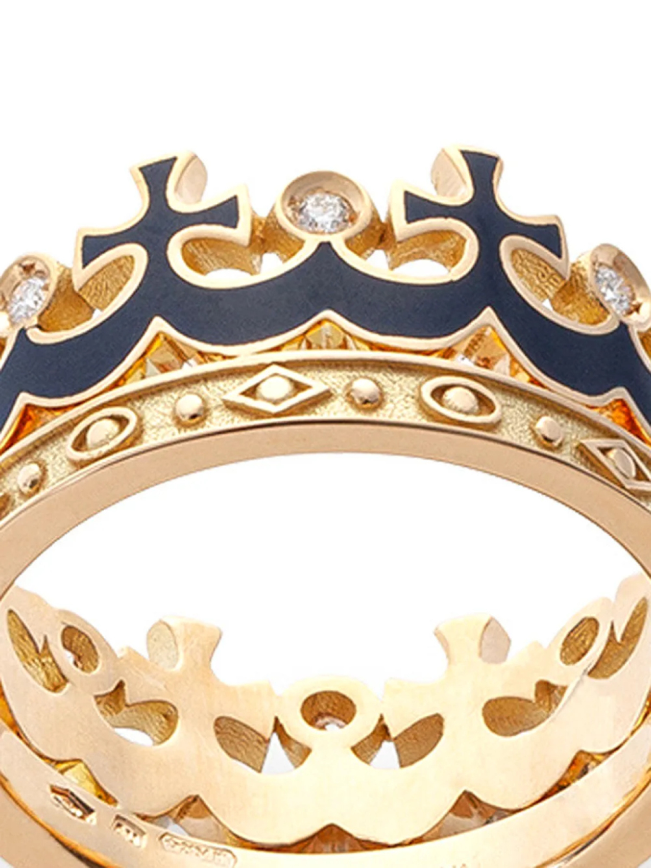 Кольцо из желтого золота с сапфирами и рубинами Dolce & Gabbana, золотой — фото 3