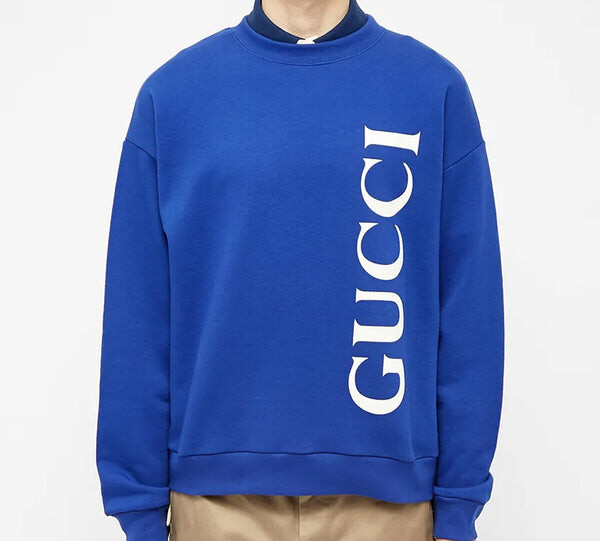 Толстовка large logo round neck sports royal blue Gucci, синий — фото 2