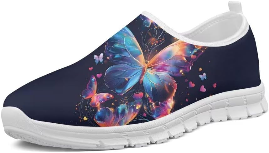 

Мужские и женские кроссовки Forchrinse Blue Dolphin с эффектом тай-дай, для ходьбы, слипоны, лоферы, спортивные легкие кроссовки для путешествий, Colorful Butterfly