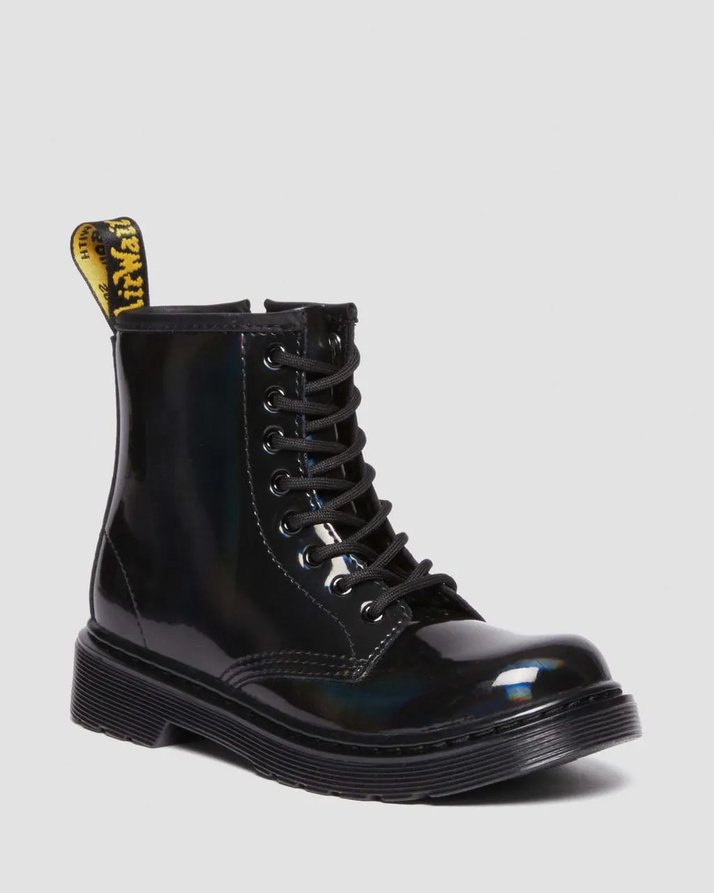 

Dr. Martens Junior 1460 Радужные лакированные кожаные ботинки на шнуровке, цвет Black — Rainbow Patent