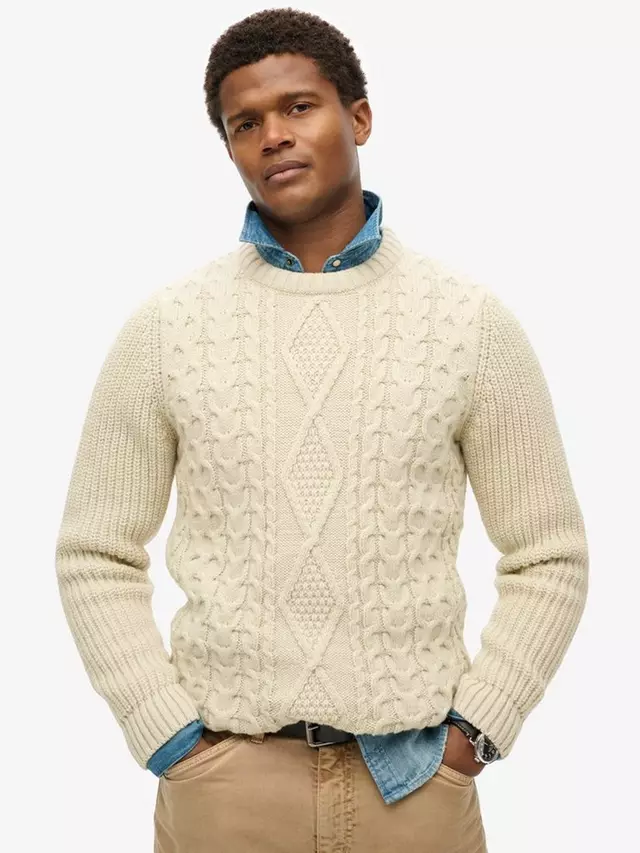 

Джемпер Superdry Jacob Cable Knit, экрю
