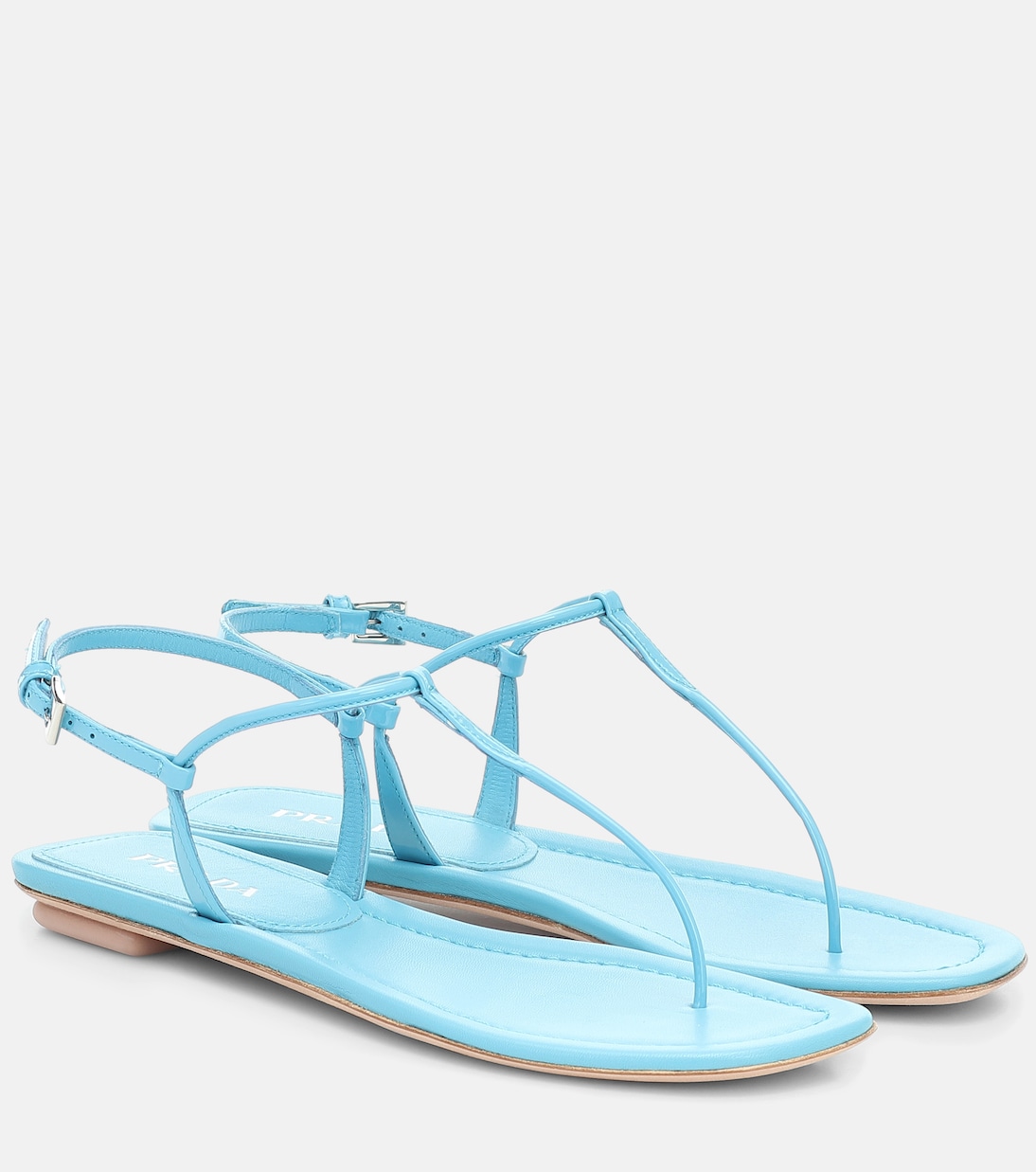 Лаковые сандалии-танга Prada, Celeste