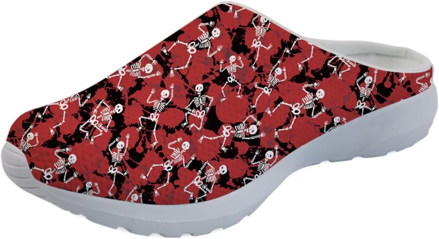 

Кроссовки-сабо Forchrinse Blue Hibiscus для женщин с сетчатой верхней частью, легкие и дышащие, для прогулок, Funny Skeleton