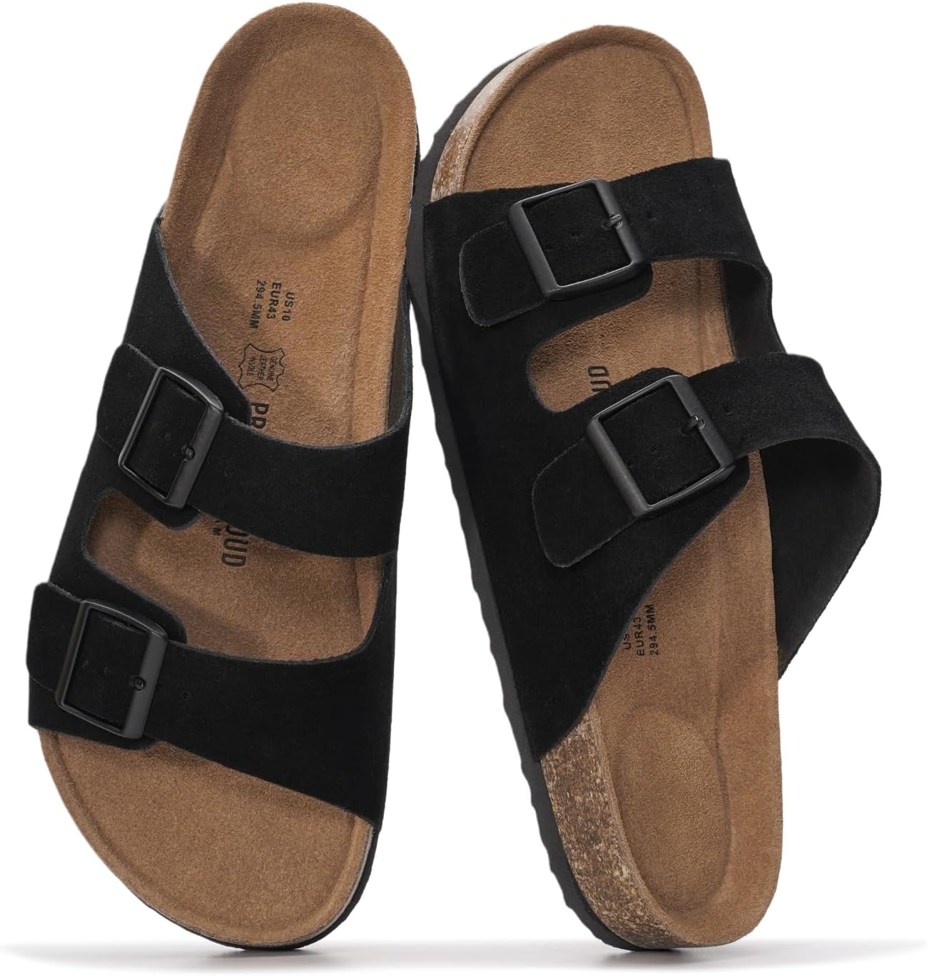 

Мужские сандалии Project Cloud из 100 натуральной кожи с амортизирующей стелькой из натуральной пробки, сандалии с двумя ремешками и пряжками, летние нескользящие (Heritage), черный