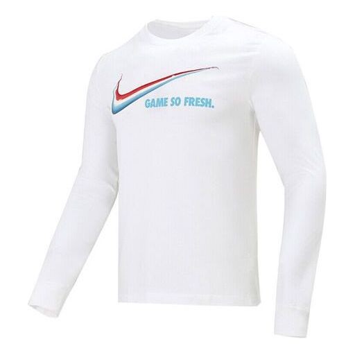 

Футболка Nike Game So Fresh Printing Sports Round Neck Long Sleeves White, белый