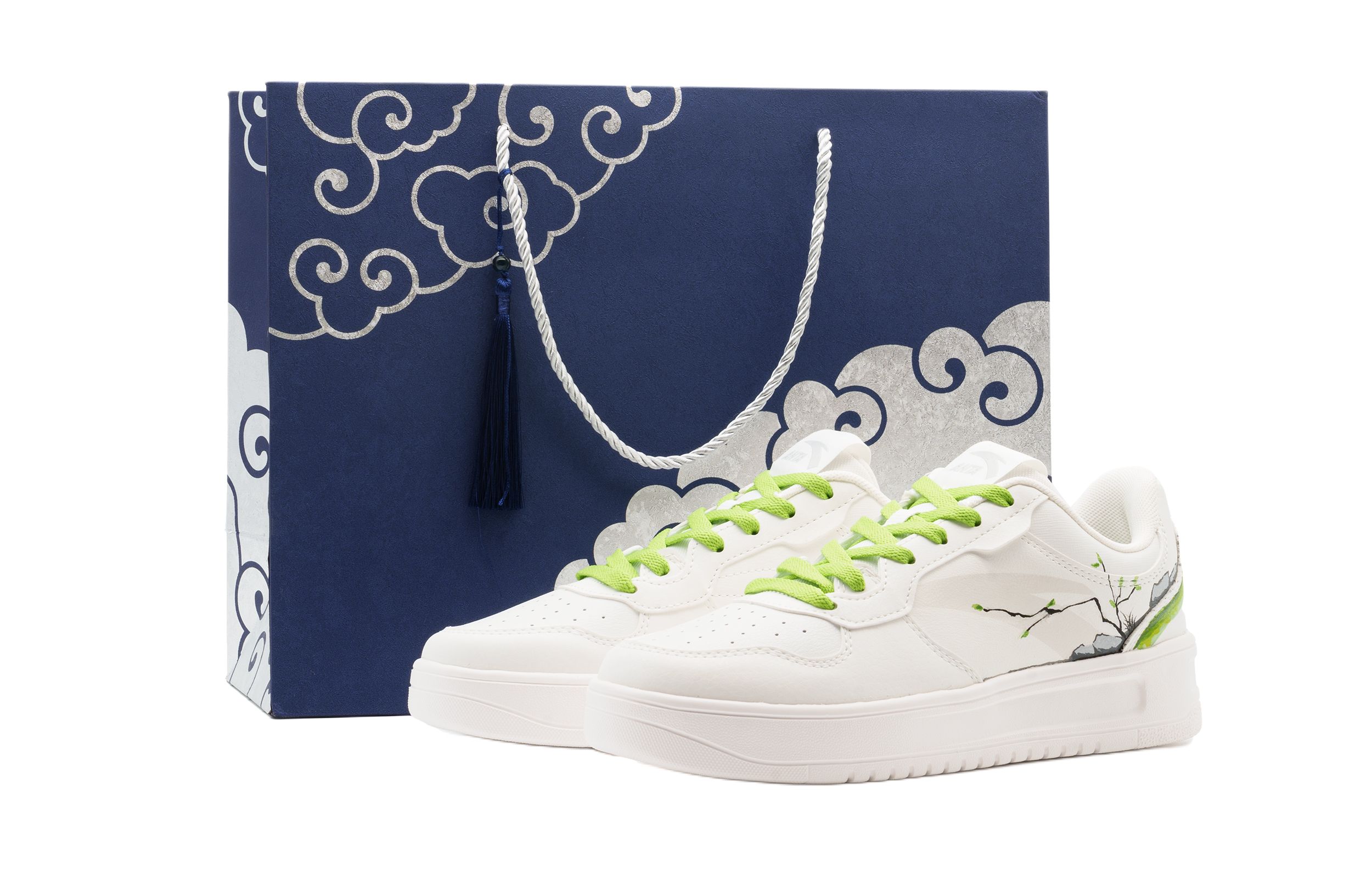 

Легкая амортизация, износостойкие низкие кроссовки для скейтбординга Unisex ANTA, белый зеленый (shopping bag)