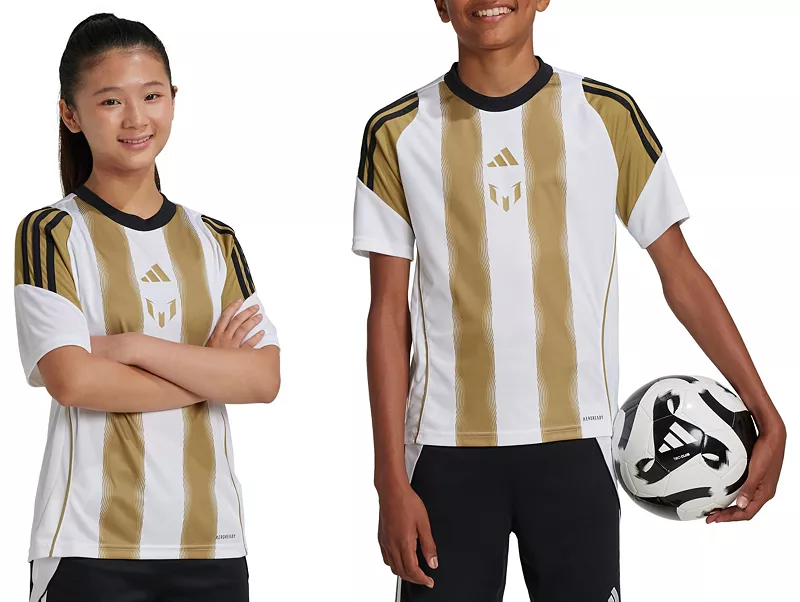

Детская тренировочная футболка Adidas с Месси, белый/хаки