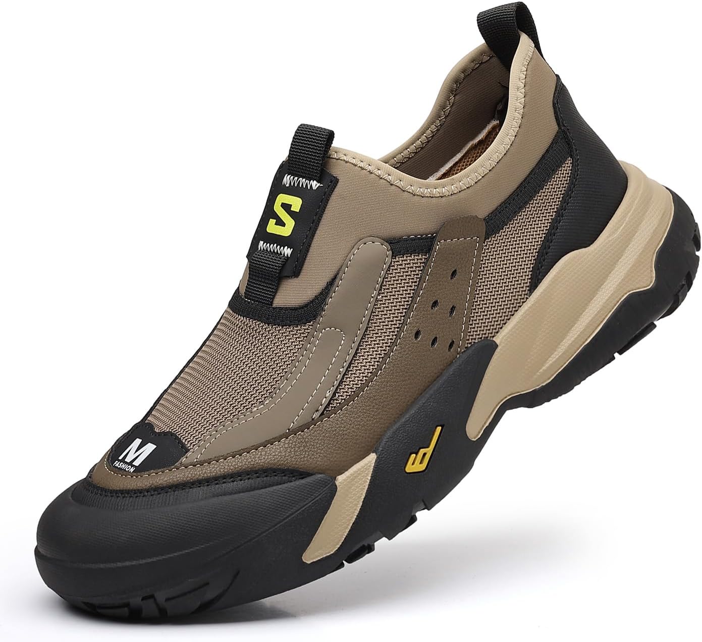 

Мужские ультраширокие кроссовки без шнурков, мягкие и удобные, мужская обувь для бега, противоскользящие обувь для походов и прогулок с поддержкой свода стопы Lhyxu, коричневый