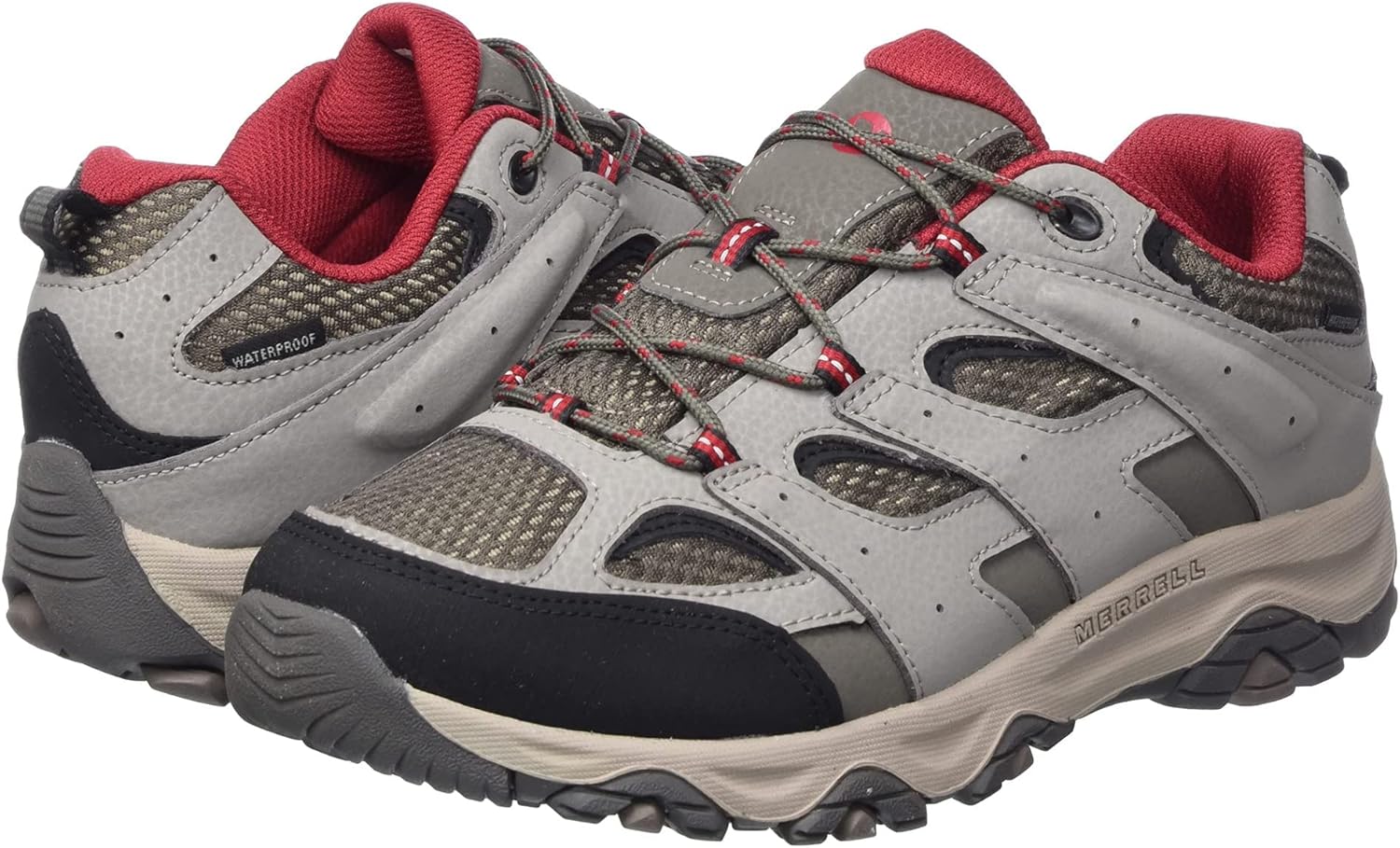 Детские походные ботинки Merrell Moab 3 Low с водонепроницаемой мембраной, Boulder/Red — фото 2