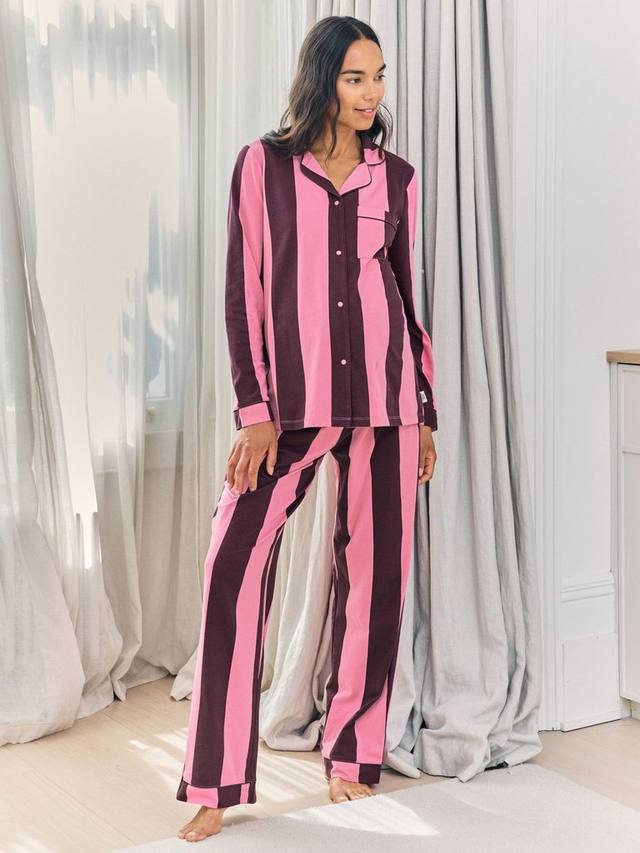 

Полосатый комплект пижамы для беременных с пуговицами Chelsea Peers, Pink