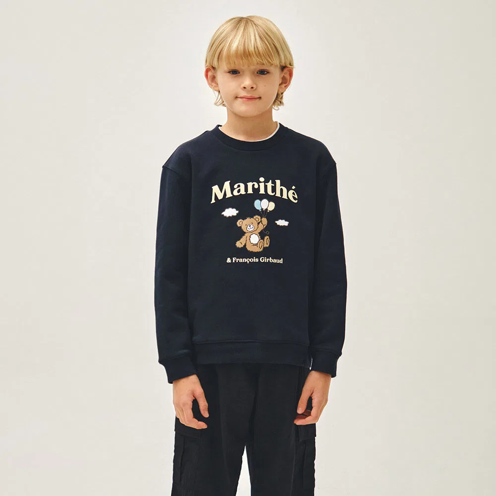 Детский синий свитшот с медведем Balloon от Marithé Kids