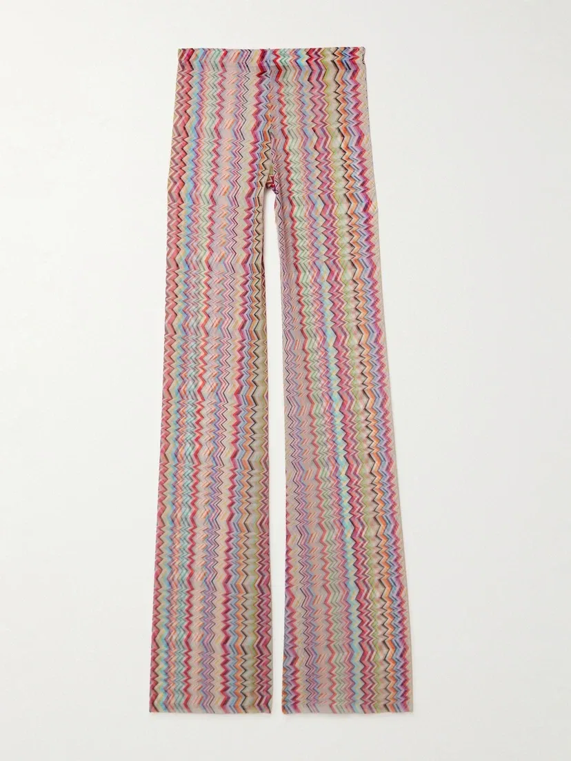 Широкие брюки из полосатой эластичной сетки Missoni, розовый