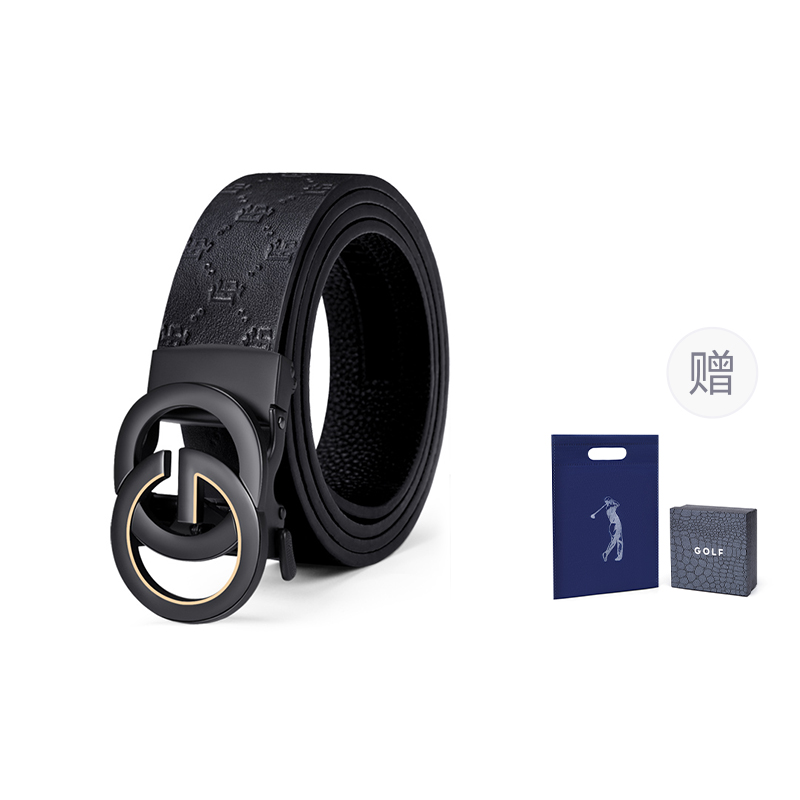 

GOLF Ремень из натуральной кожи с автоматической пряжкой, Swimming Black Style 2 (Gift Box Set)