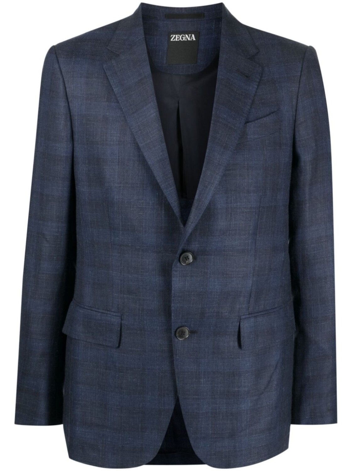 

Zegna однобортный пиджак в клетку, синий