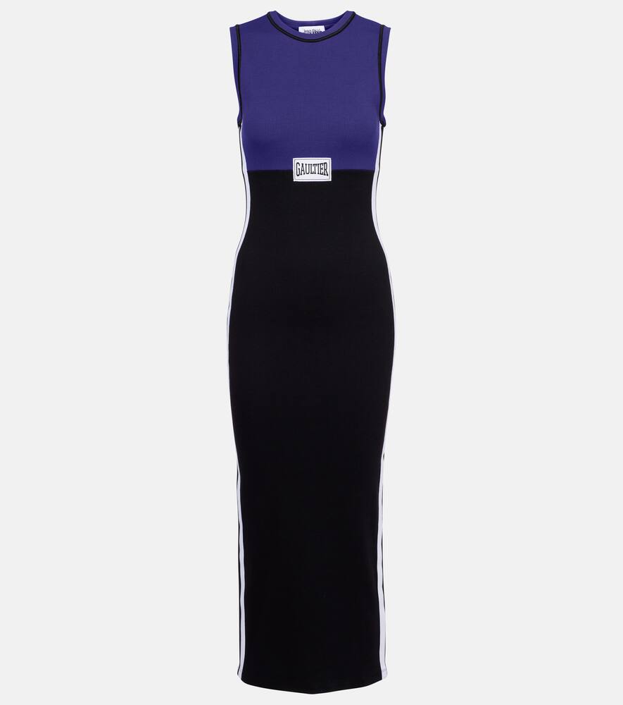 

Риб-платье миди из хлопковой смесовой ткани Jean Paul Gaultier, Navy/Black