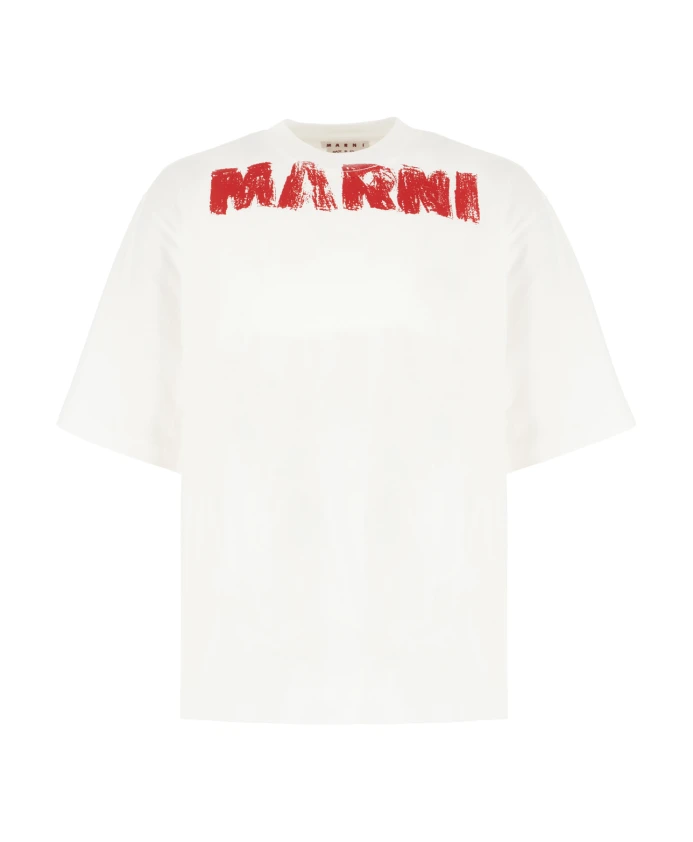 

Повседневная хлопковая футболка для мужчин Marni, белый