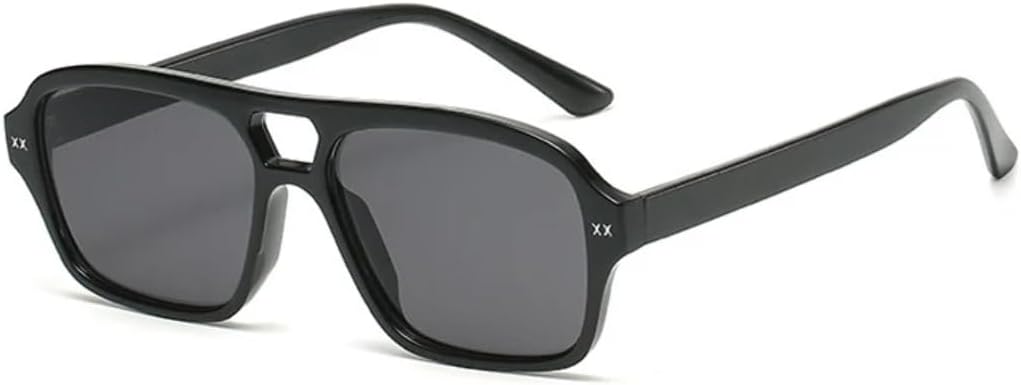 

Ретро-солнцезащитные очки с двойной перемычкой для женщин, модные очки с градиентным переходом цвета, трендовые мужские очки с линзами Ocean Lens UV400 UUPTTPL, Black Grey