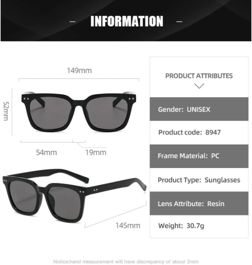 

Солнцезащитные очки для мужчин и женщин - защита UV400 - большая оправа, линзы конфетных цветов, для занятий спортом на открытом воздухе и вождения DSVIGF, Tyj154-6