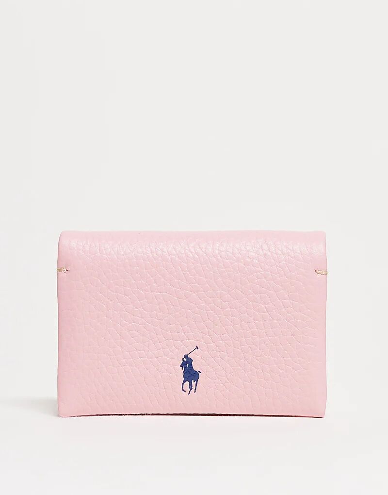 

Кожаный кошелек для карт Polo Ralph Lauren Polo Play розового цвета