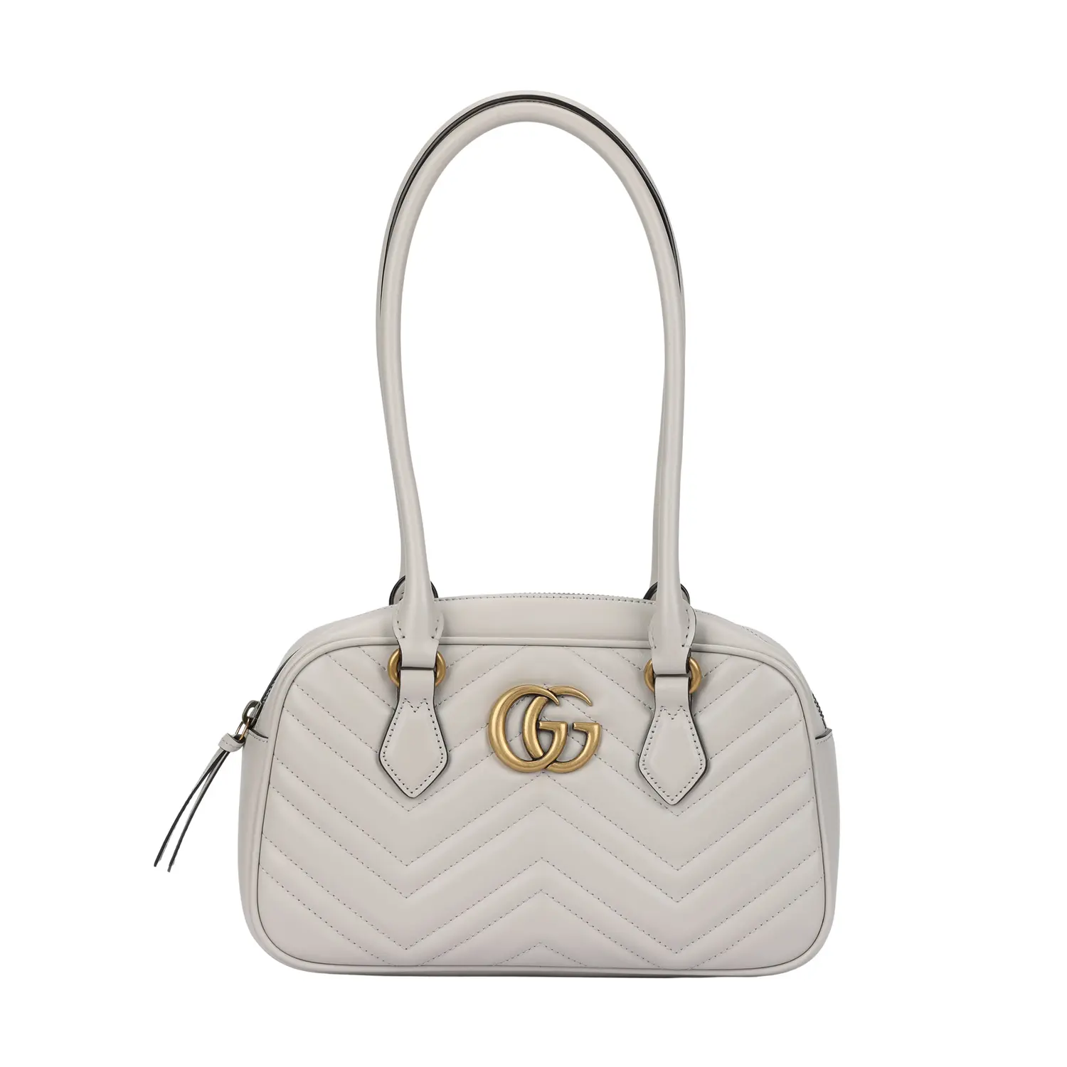 

Gucci Женская кожаная сумка на одно плечо GG Marmont, маленькая, светло-серая