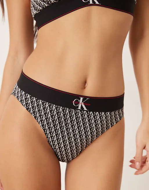 

Черные трусы бикини с завышенной талией и логотипом Calvin Klein