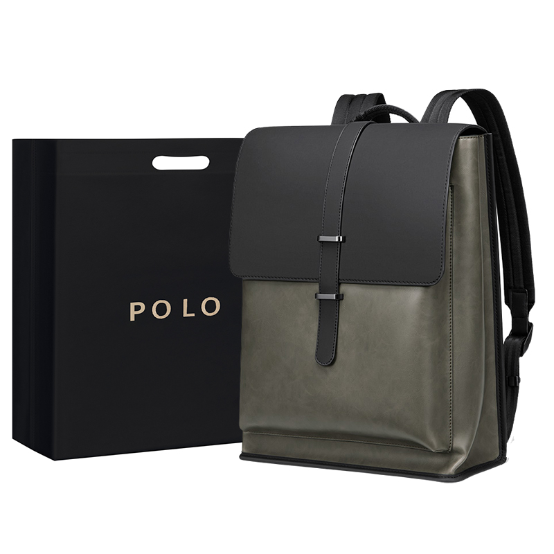 

POLO Рюкзак из синтетической кожи, средний размер, мужской, серо-зеленый