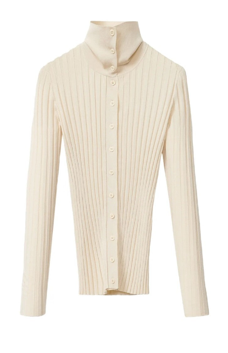 

Топ с высоким воротником в рубчик Fabiana Filippi, Neutrals