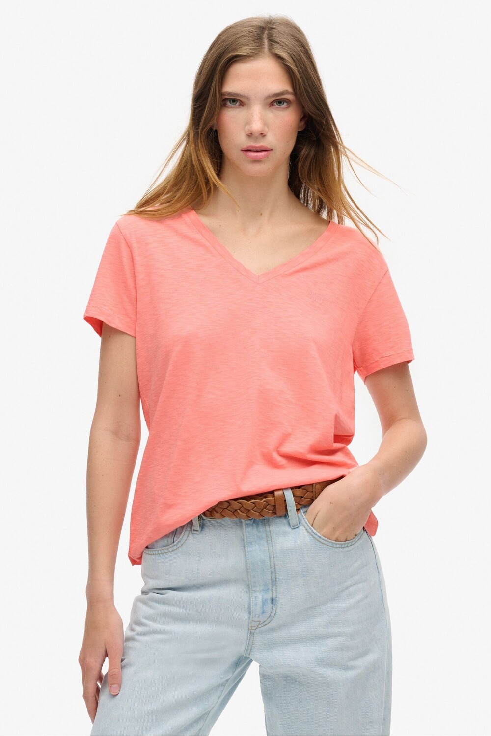 

Футболка Studios slub emb vee Superdry, розовый