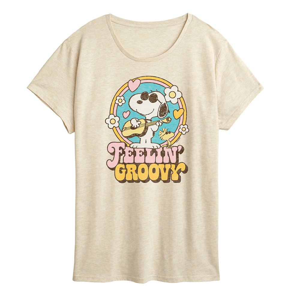 

Женская футболка с рисунком Peanuts Snoopy Feelin' Groovy Licensed Character, бежевый