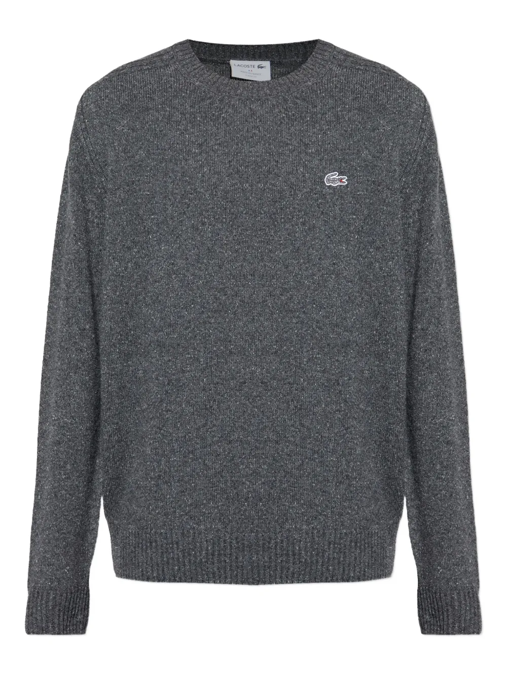 

Шерстяной свитер с вышивкой в виде крокодила Lacoste, серый