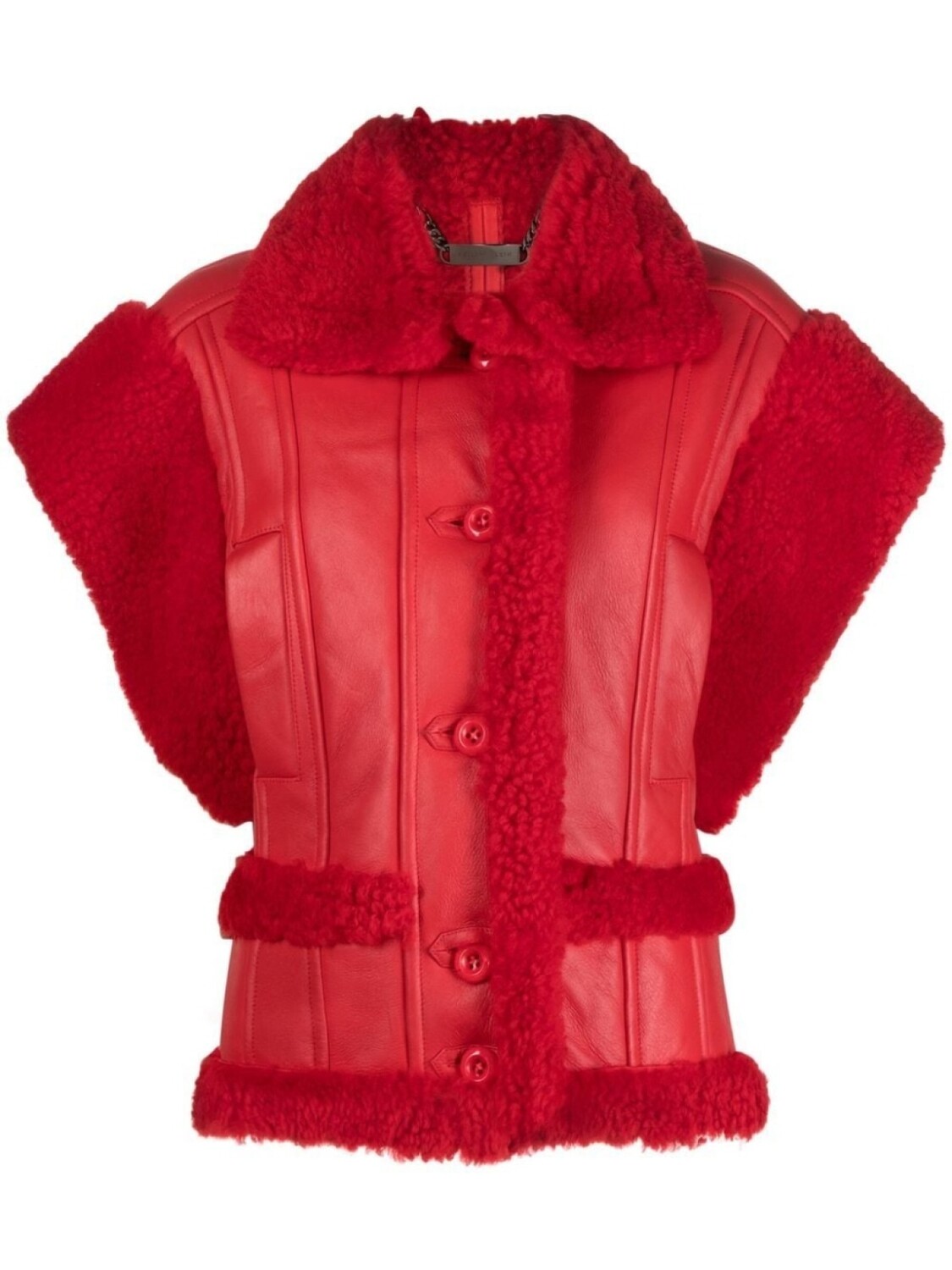 

Philipp Plein жилет Gothic Plein из овчины, красный