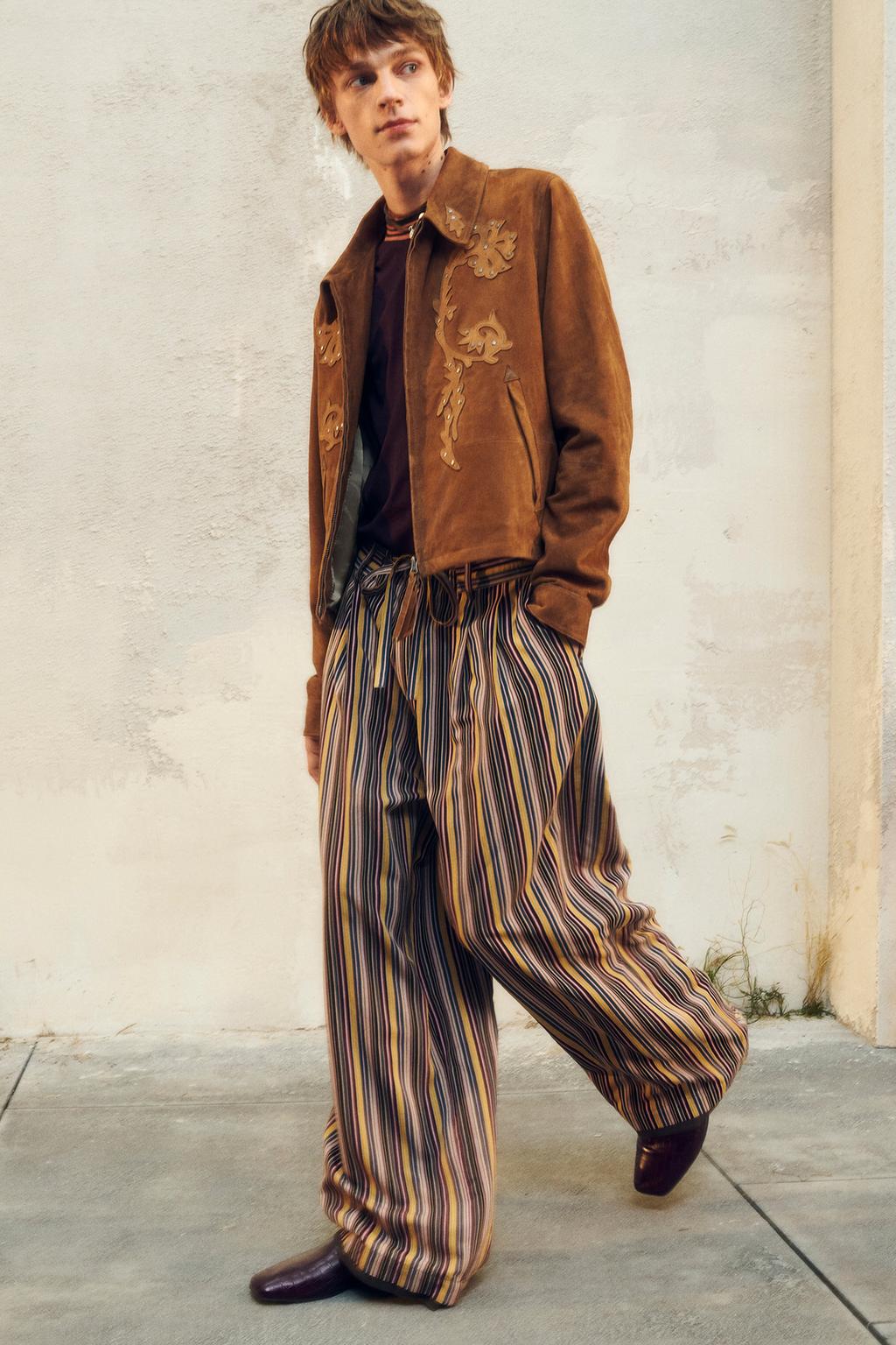 

Широкие брюки в полоску ZARA, цвет striped