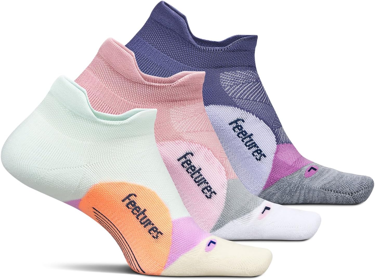 

Носки Feetures Elite Light Cushion No Show Tab 3-Pair Pack, цвет Crisp Mint/Pink Orchard/Future Dusk